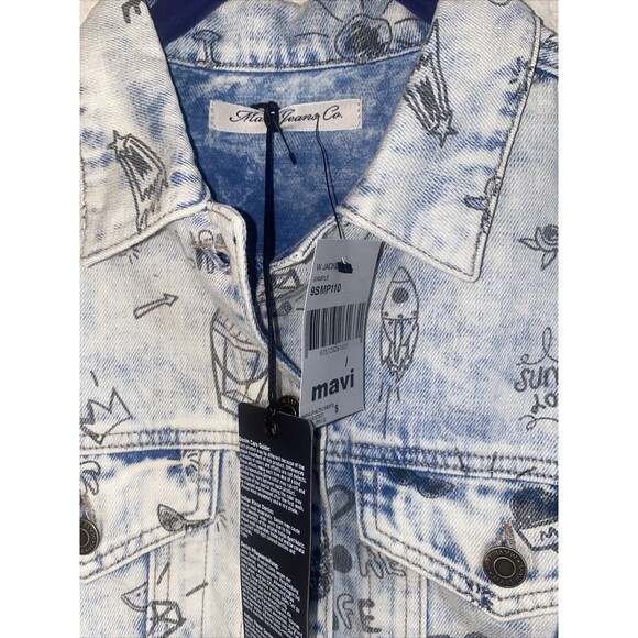 new Mavi jean jacket Art comic retro disco S Y2k 90s 80s charm city fun - Picture 3 of 10